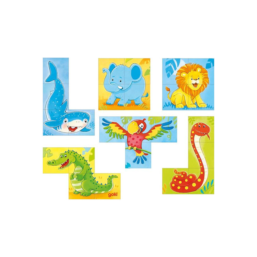 Puzzles cubes en bois animaux sauvages - Goki