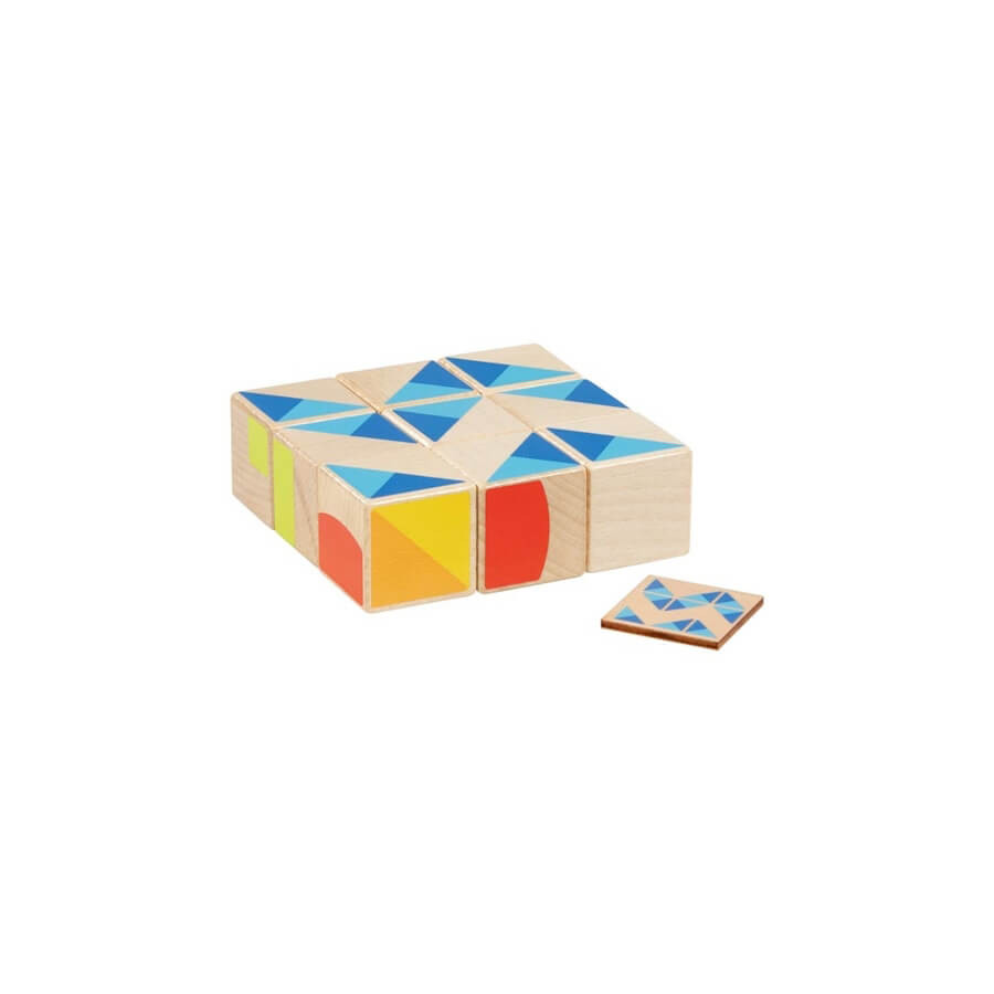 Jeu de puzzles cubes en bois formes et couleurs 03 - Goki