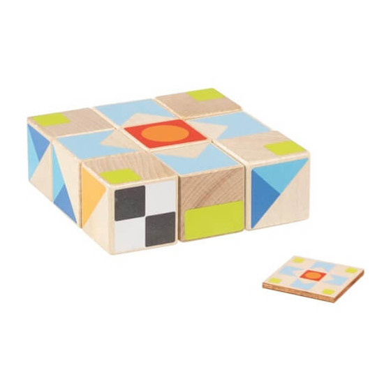 Jeu de puzzles cubes en bois formes et couleurs 04 - Goki