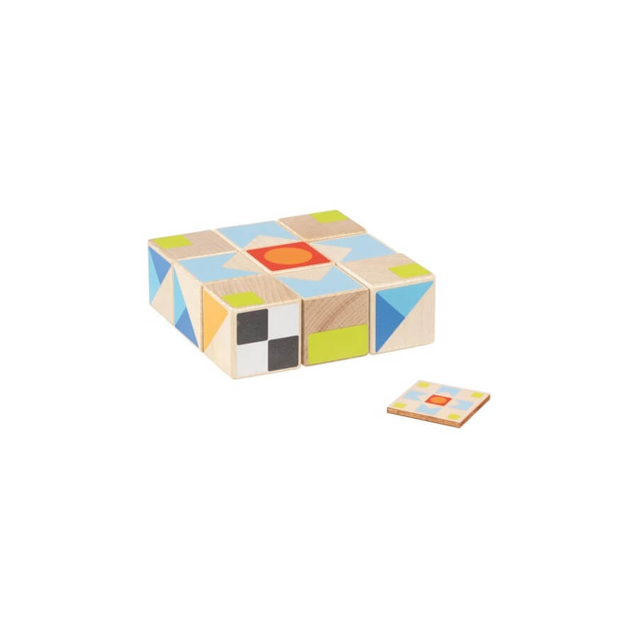 Jeu de puzzles cubes en bois formes et couleurs 04 - Goki
