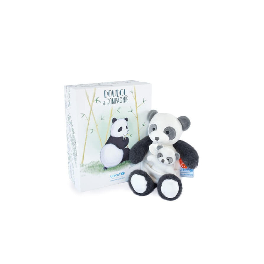 Coffret boite cadeau Panda bébé et moi - peluche maman panda de 25 cm - Collection Unicef - Doudou et Compagnie