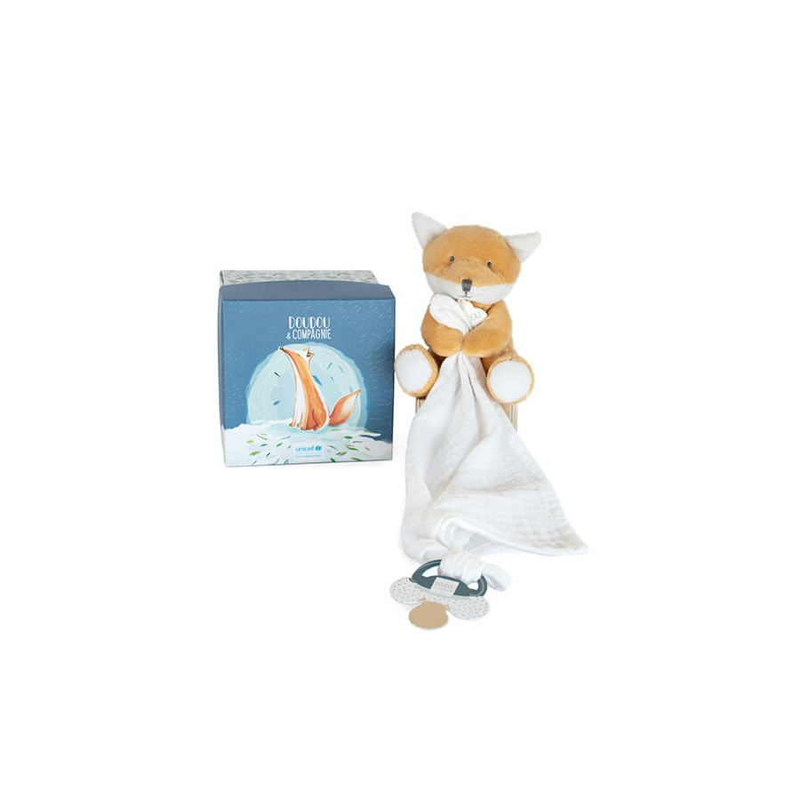 Coffret boite cadeau Doudou Renard de 12 cm - Collection Unicef - Doudou et Compagnie Coffret boite cadeau Doudou Renard de 12 cm - Collection Unicef - Doudou et Compagnie