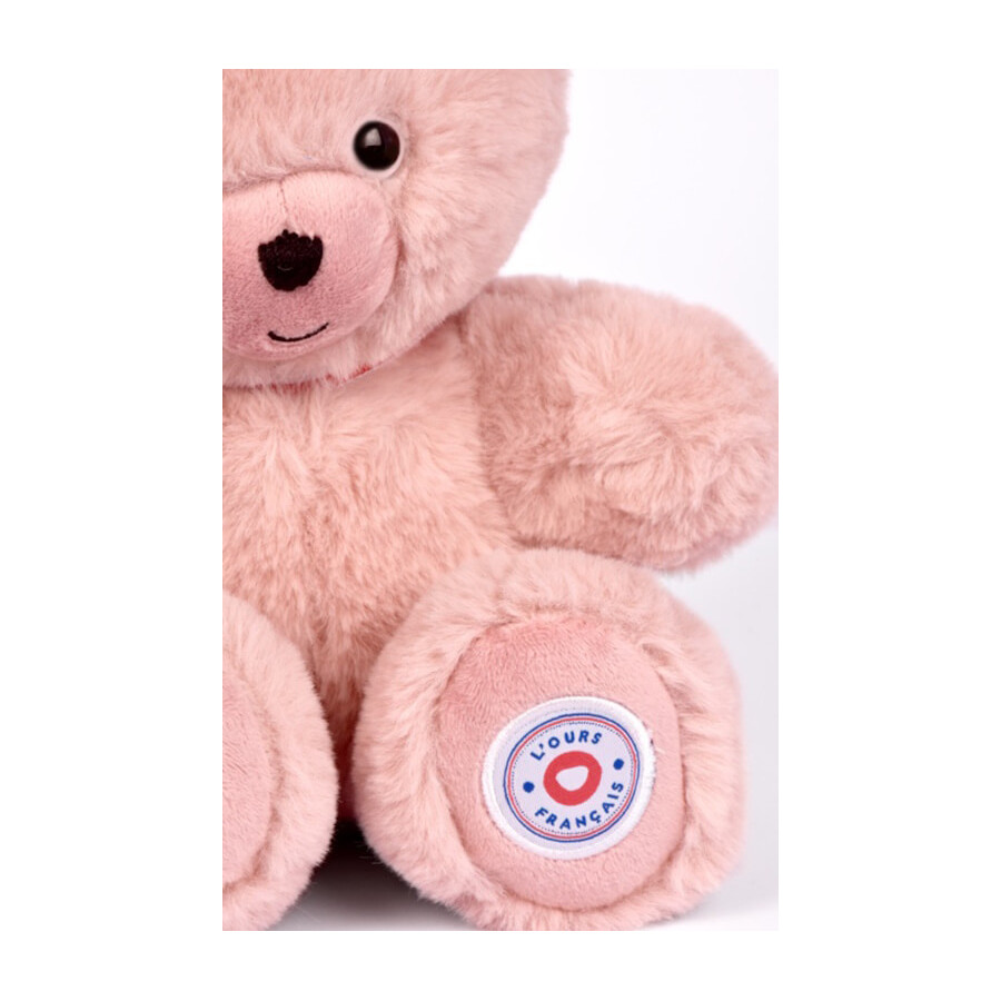 Ecusson Ours Français rose pastel 35 cm - Doudou et Compagnie