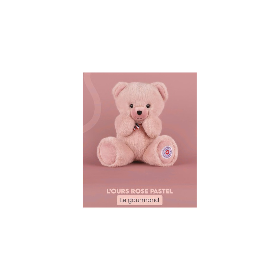 Ours Français le gourmand - rose pastel - Fleximoov - Doudou et Compagnie