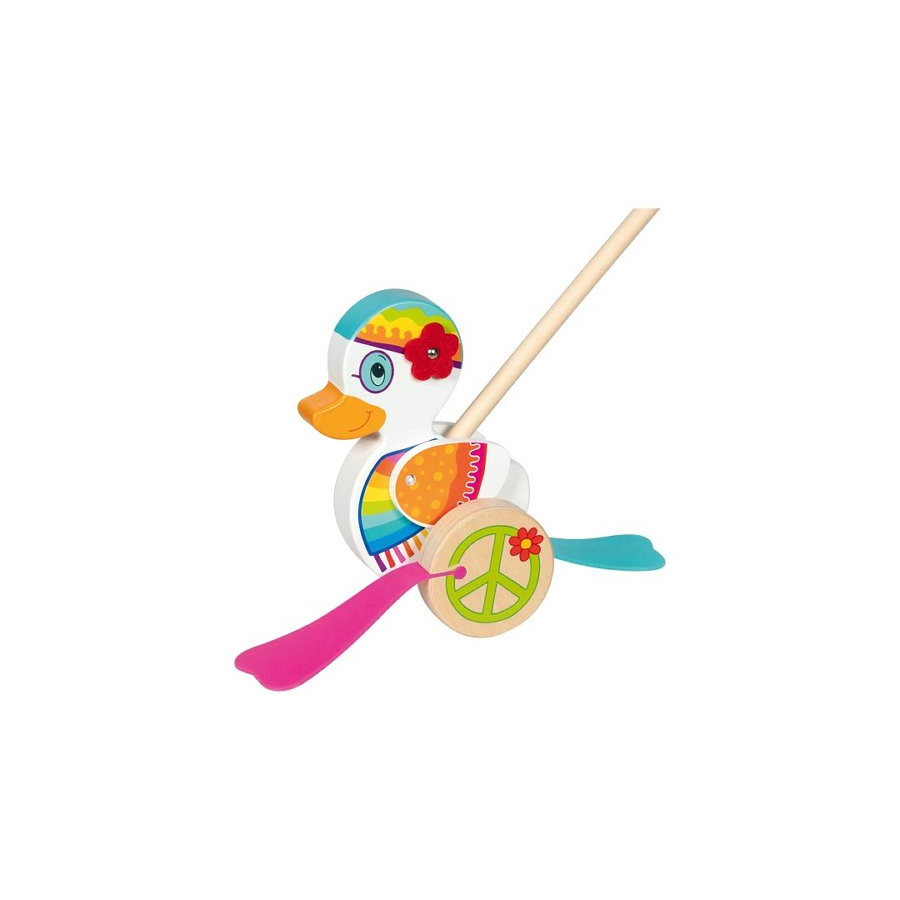 Canard en bois Enna à pousser avec canne - Goki