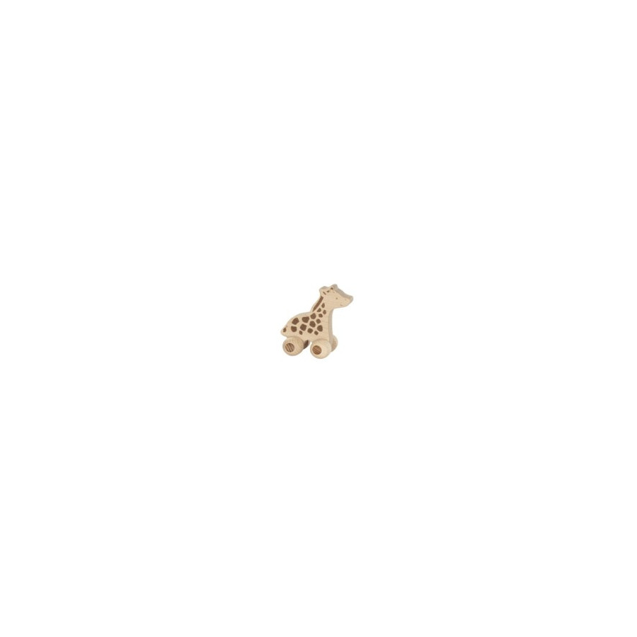 Girafe en bois à pousser - profil gauche -Safari - Goki