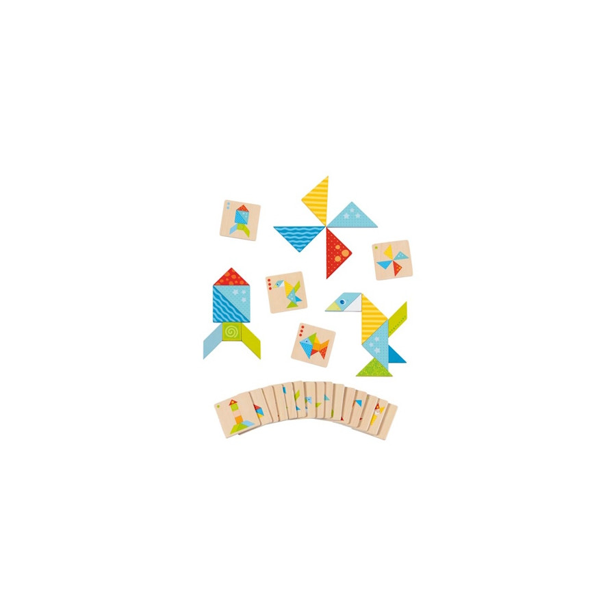 Pièces de jeu du Tangram coloré - Goki