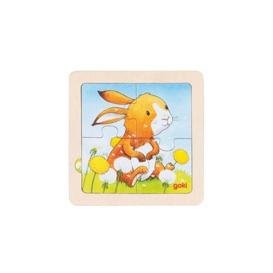 Puzzle en bois 4 pièces bébé Lapin - Goki