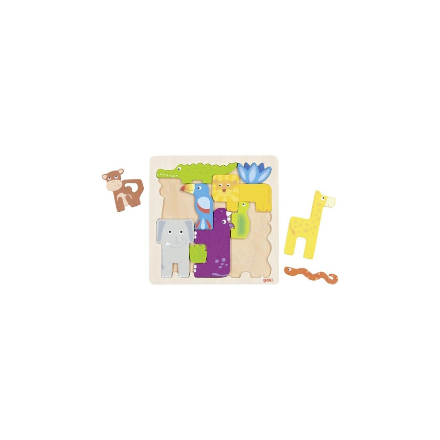 Pièces du puzzle en bois 11 pièces Safari - Goki