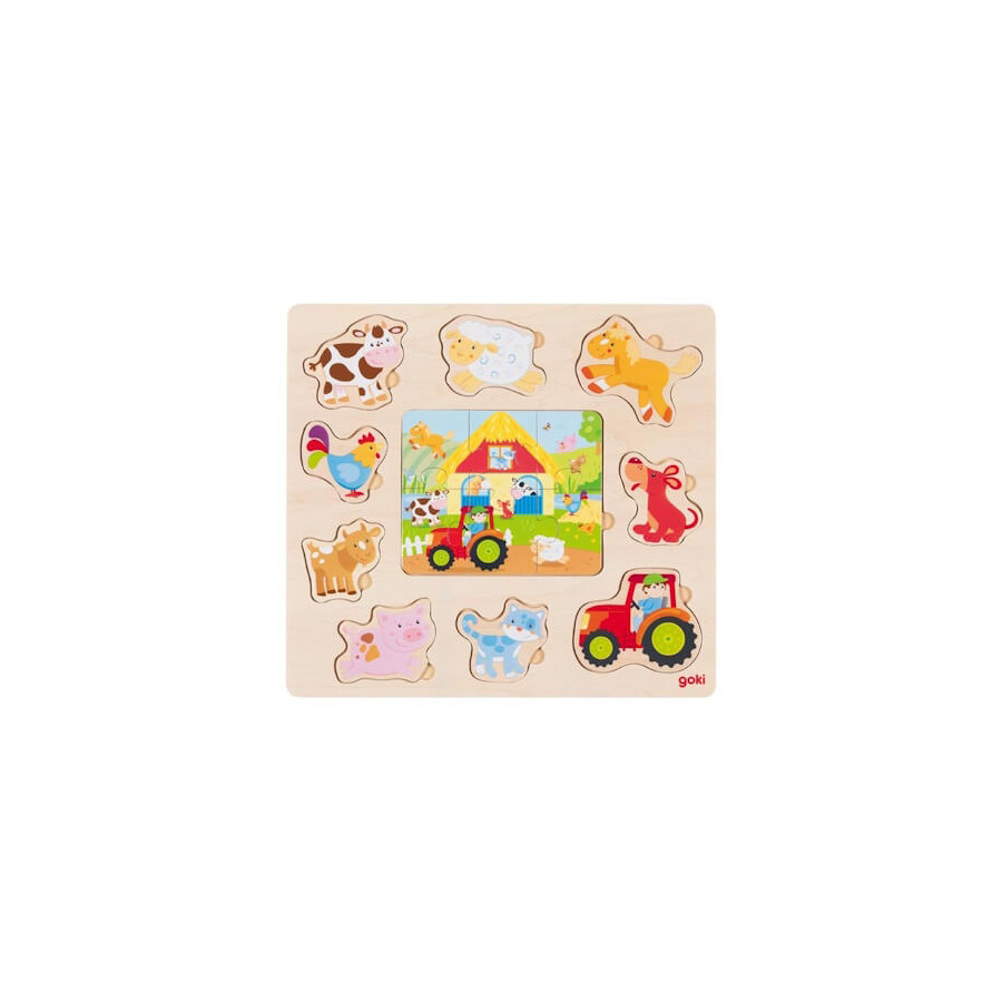 Puzzle en bois Animaux de la ferme - Goki