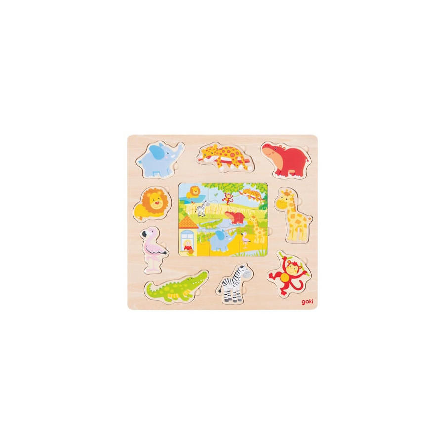 Puzzle en bois Animaux du zoo - Goki