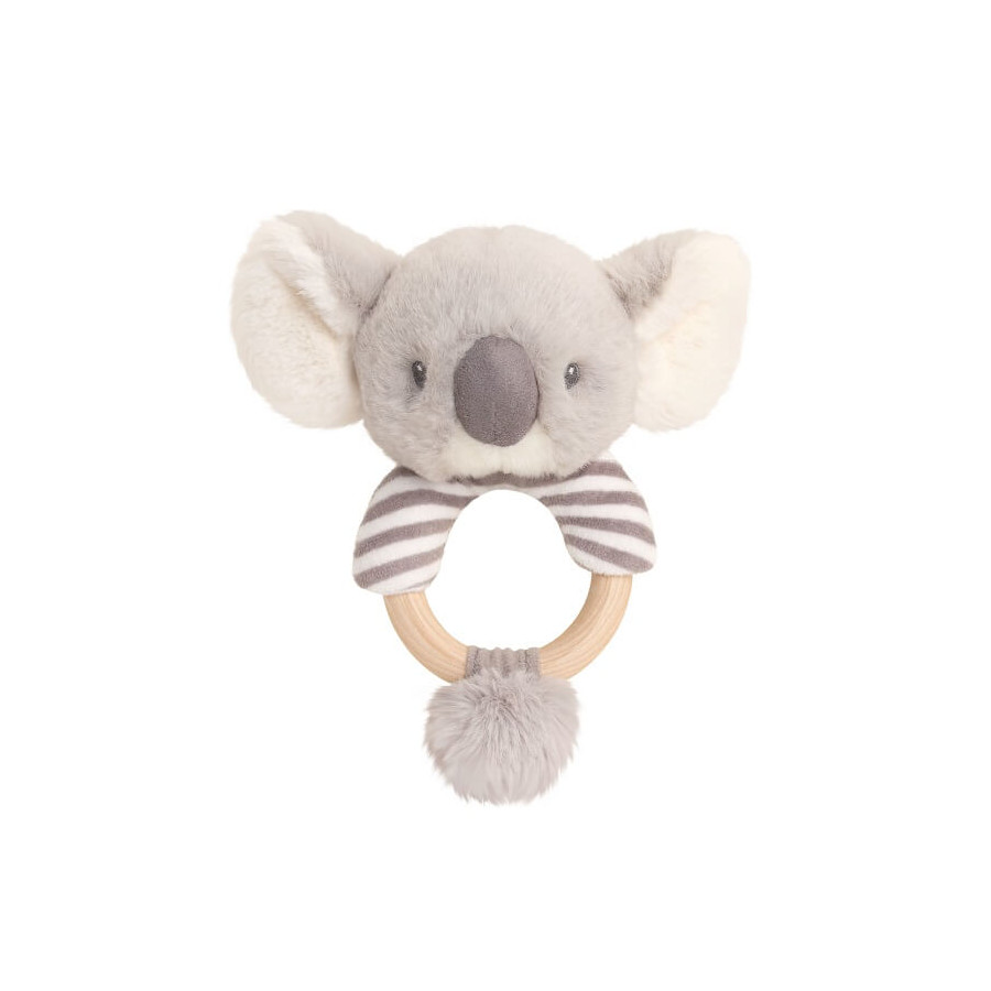 Hochet anneau en bois Koala en peluche 14 cm - Keeltoys