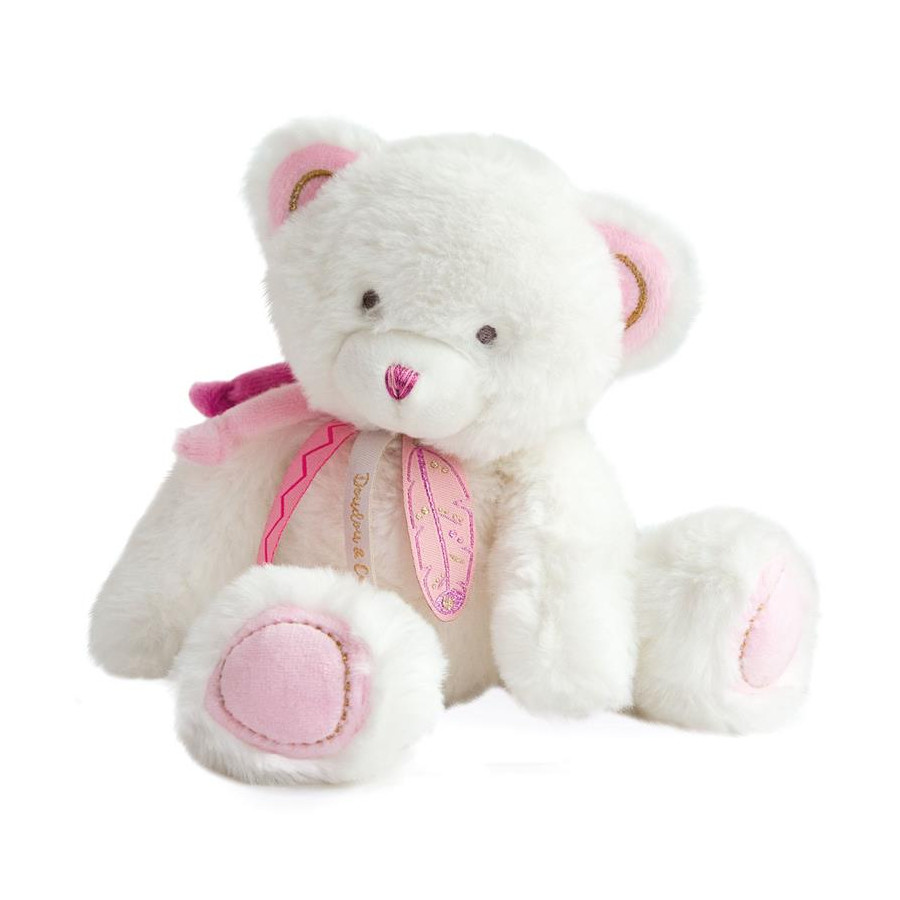 attrape-reves-peluche-ours-blanc-rose-22cm-doudouetcie