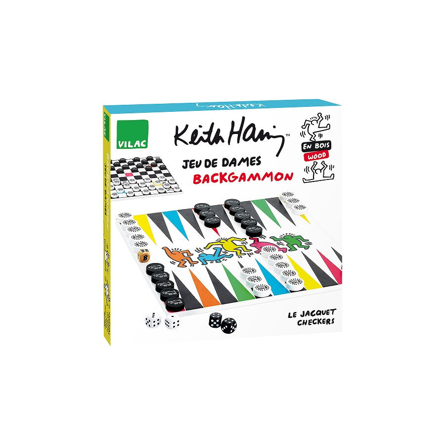 Coffret-Jeu-de-dames-et-backgammon Keith-Haring- Vilac